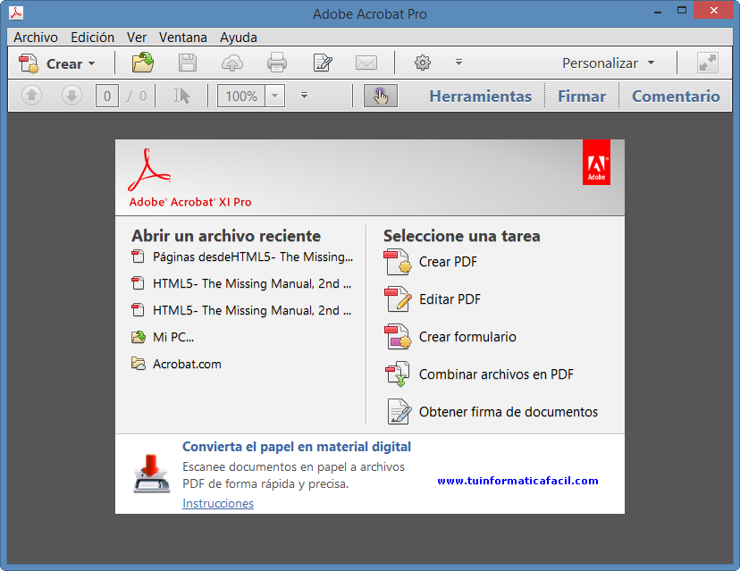 Editor de archivos PDF Adobe Acrobat Pro XI
