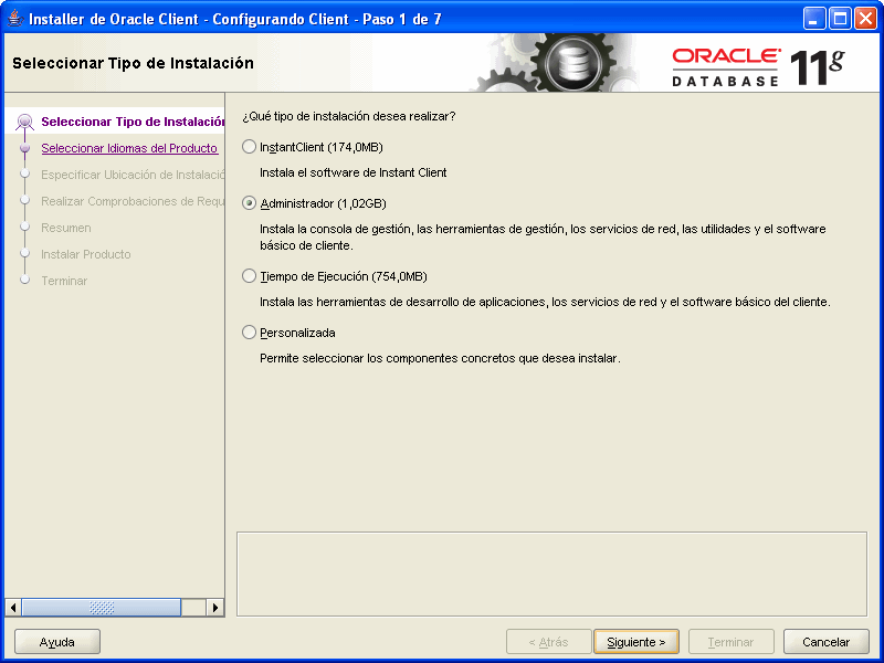 Oracle cliente installer 11g imagen 1