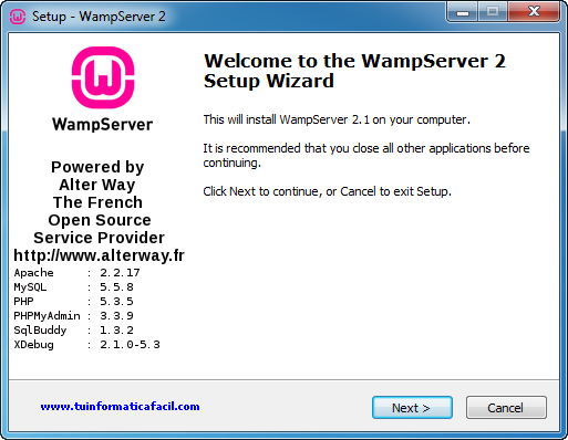 Instalación y administración WampServer 2.1e