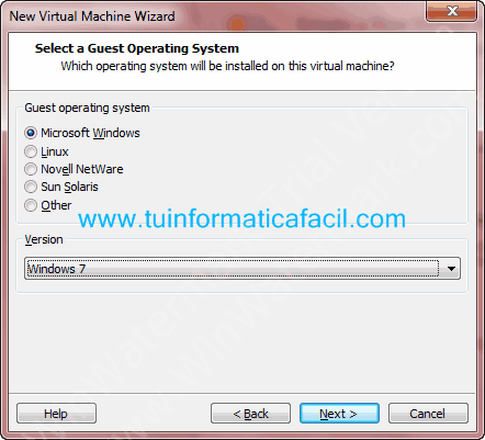 Tutorial VMware - Selección Sistema Operativo Windows 7