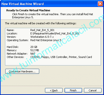 Maquina Virtual Red Hat 5