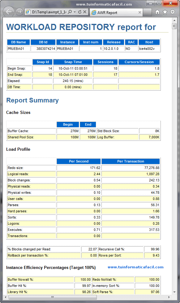 AWR en Oracle Database 10g