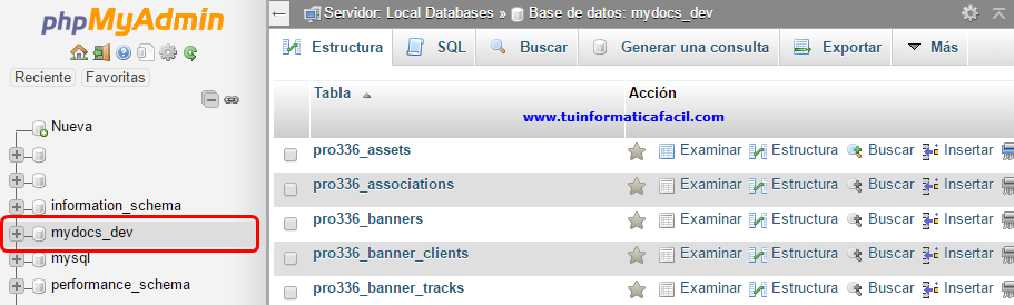 Seleccionar Base de Datos