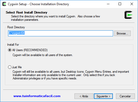 Como Instalar Cygwin en Windows - Paso 2