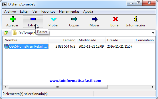 Extraer img con 7-Zip seleccionar destino