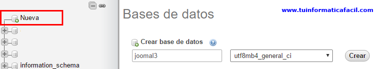 Crear base de datos con phpMyAdmin