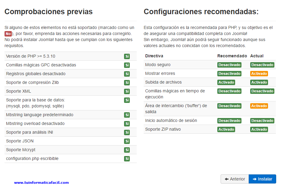 Instalación Joomla 3 - Finalización parte 2