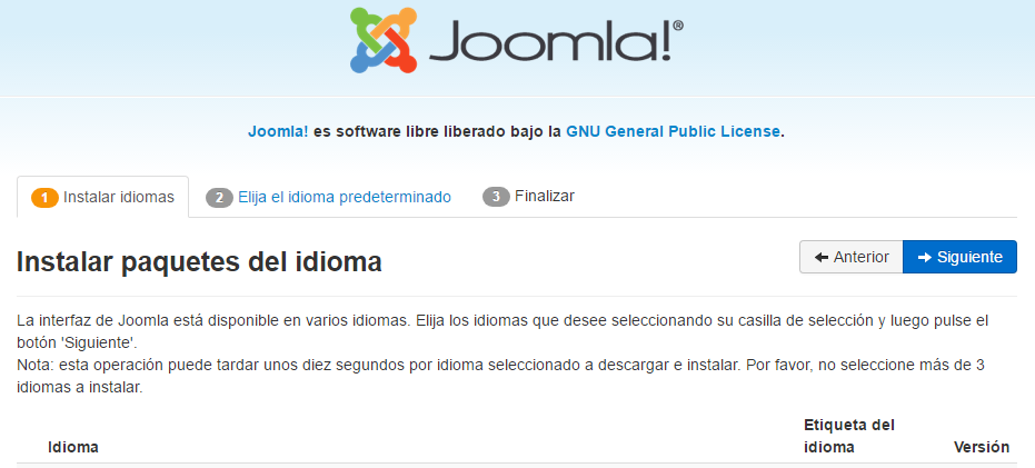 Instalación Joomla 3 - Añadir idioma español 1