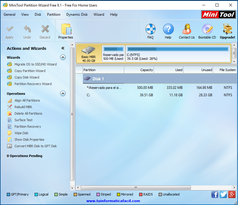 Gestión de disco duro con MiniTool Partition Wizard