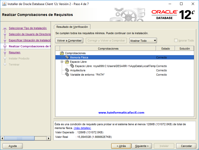 Paso 4 - Comprobaciones de requisitos.