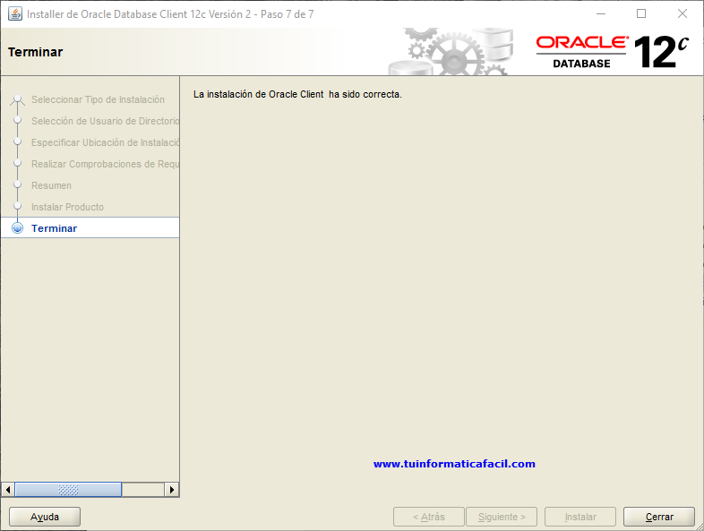 Paso 7 - Terminada la instalación.