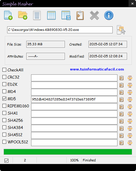 Como usar Simple Hasher para obtener verificación integridad de archivos