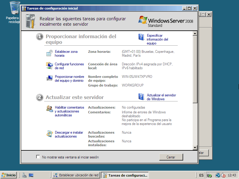 Instalación Windows Server 2008 Standard Edition