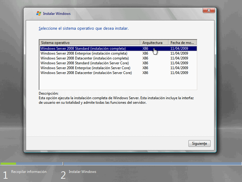 Instalación Windows Server 2008 Standard