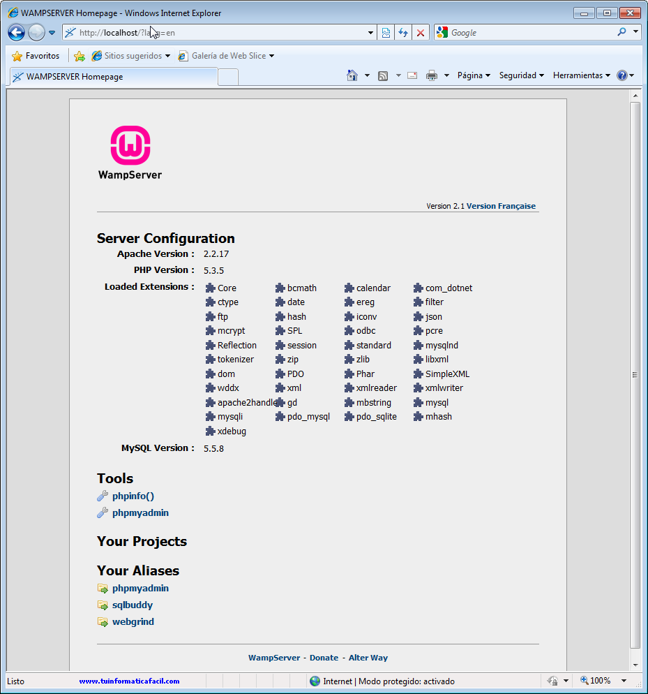 Instalación y administración WampServer 2.2a 64 bits