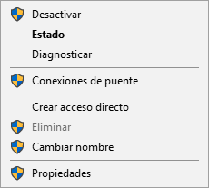 Administrar conexiones de red en Windows 10.