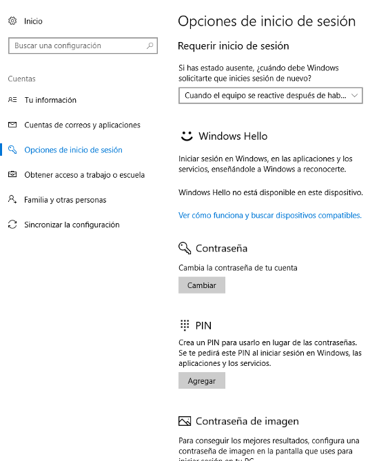 Como Cambiar la contraseña en Windows 10