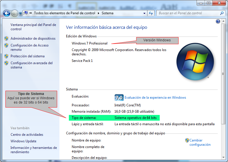 Como saber si Windows es de 32 bits o 64 bits