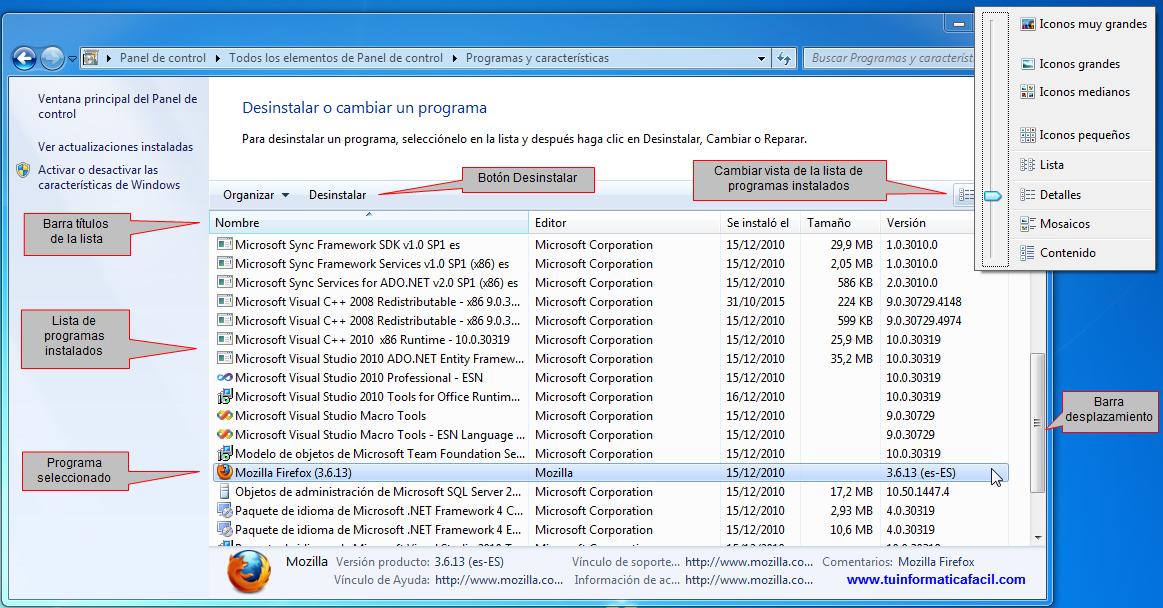 Como desinstalar programas en Windows