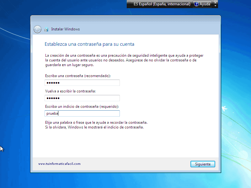 Instalación Windows 7