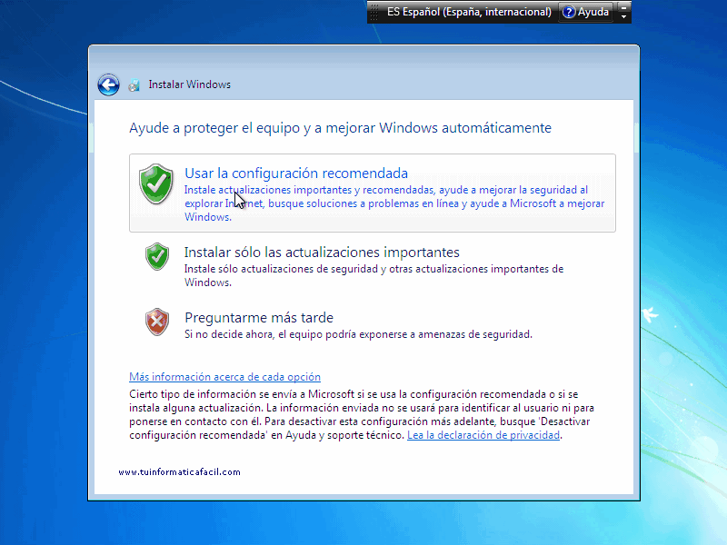 Instalación Windows 7