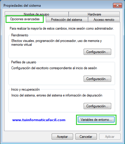 Propiedades sistema Windows 7