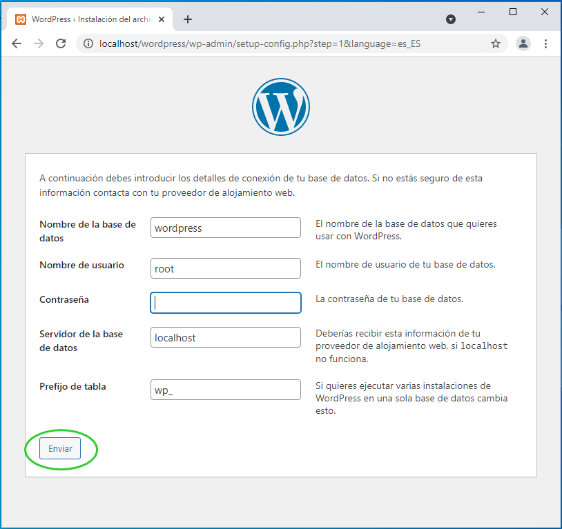 Instalar WordPress desde cero paso 4