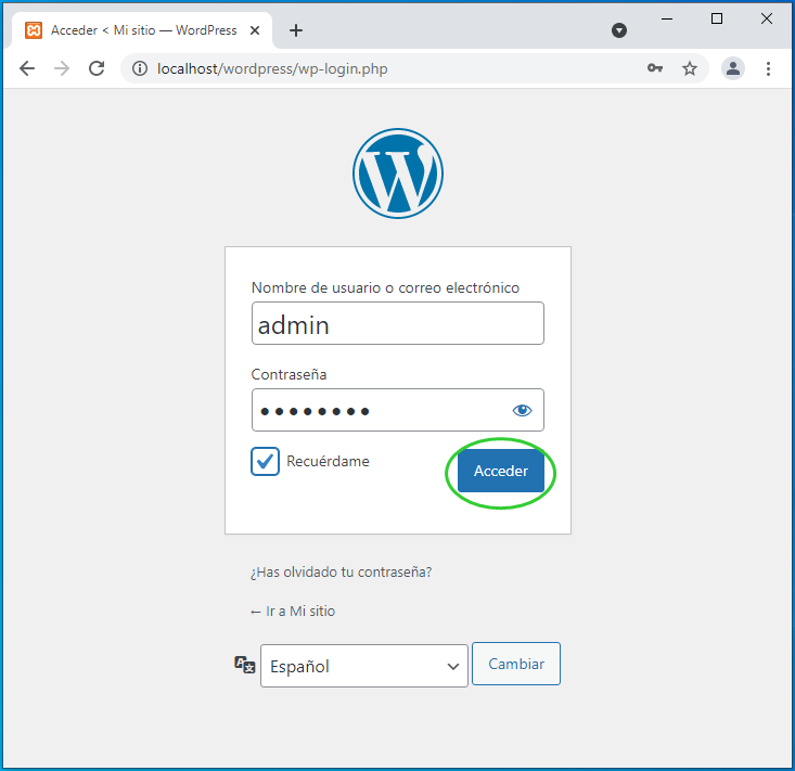 WordPress login