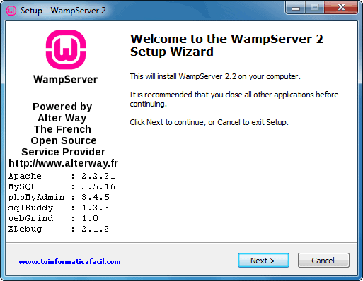 wampserver 2.2 32 bits windows 7