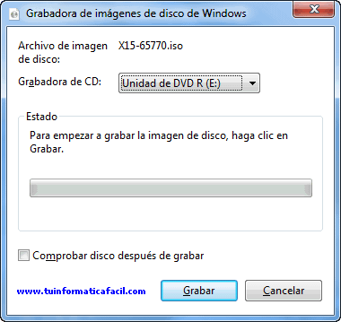 Grabar CD o DVD en Windows 7