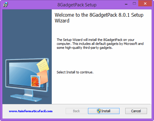 Como instalar Gadgets en Windows 8 (8GadgetPack)