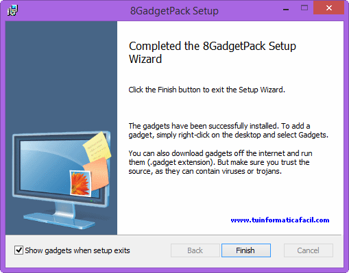Como instalar Gadgets en Windows 8 (8GadgetPack)