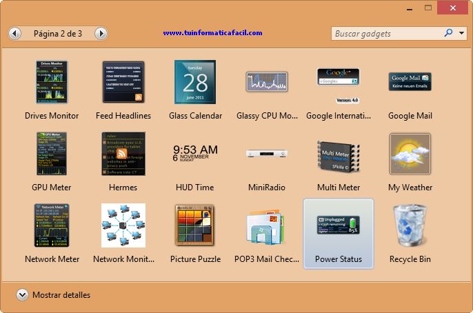Como instalar Gadgets en Windows 8 (8GadgetPack)